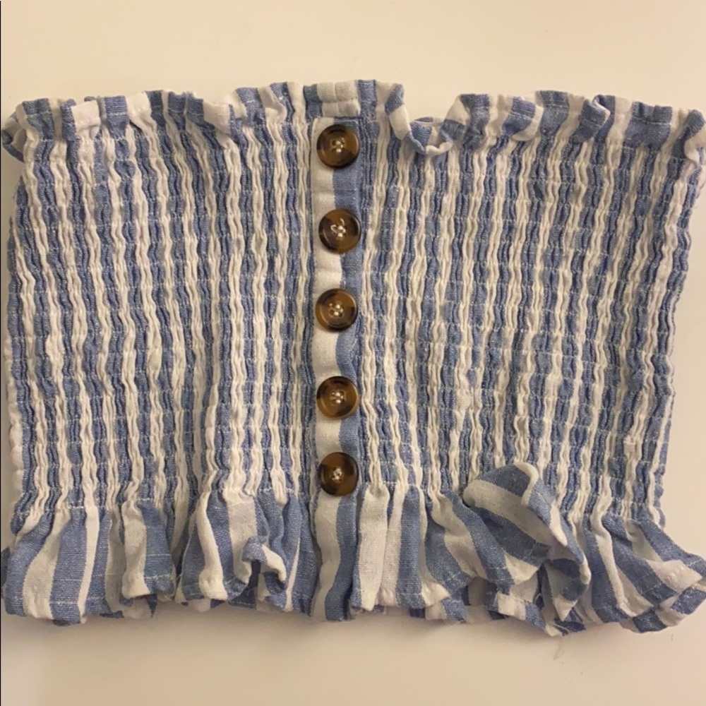 Blue and white striped tube top